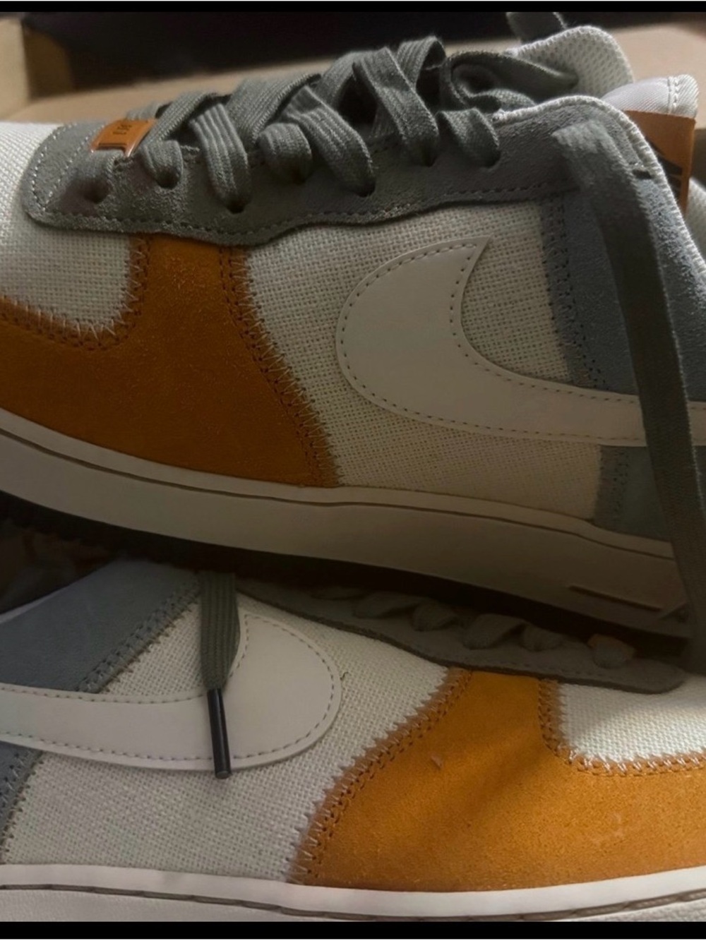 Nike Low-Top Sneakers in White, Gray & Mustard
